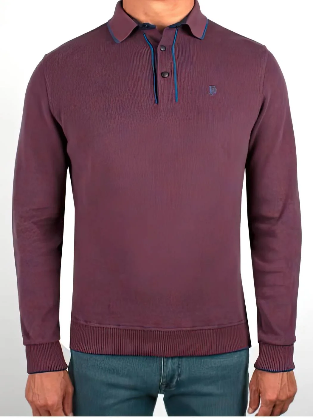 Джемпер бавовняний теплий чоловічий FORMENTI FW-23205 з коміром на 3 ґудзиках - Зображення 2