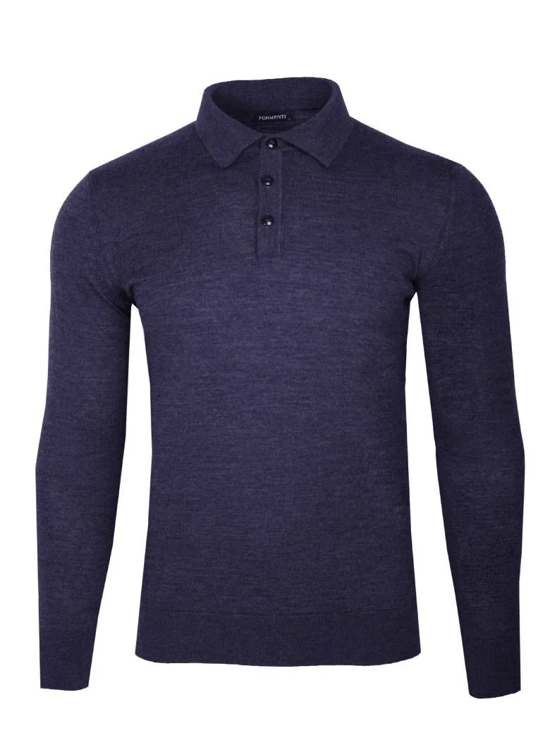 Поло з мериносової вовни з довгим рукавом FORMENTI FW-2240 - Зображення 4